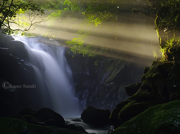August Waterfall and Light Beams
